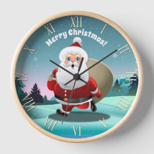 Happy Santa Claus Cartoon Clock