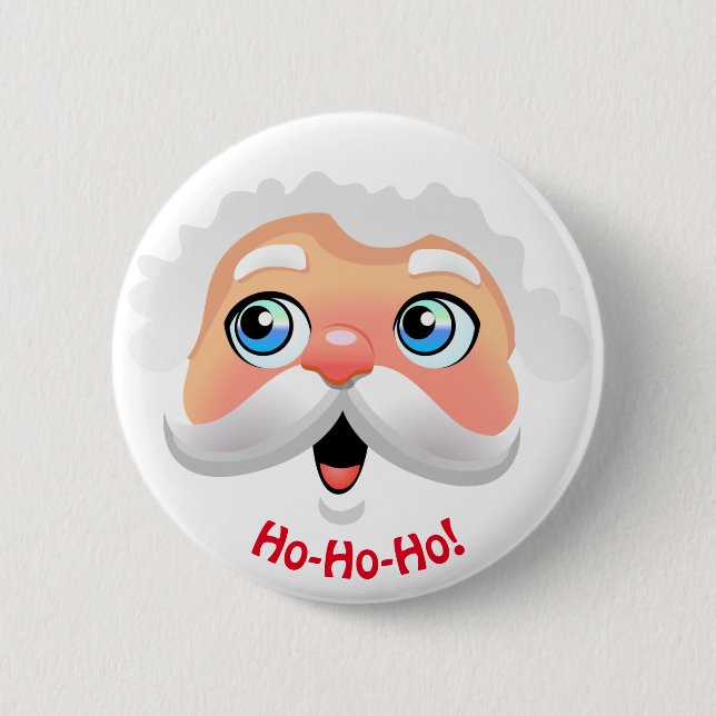 Happy Santa Claus Cartoon Pinback Button (Front)
