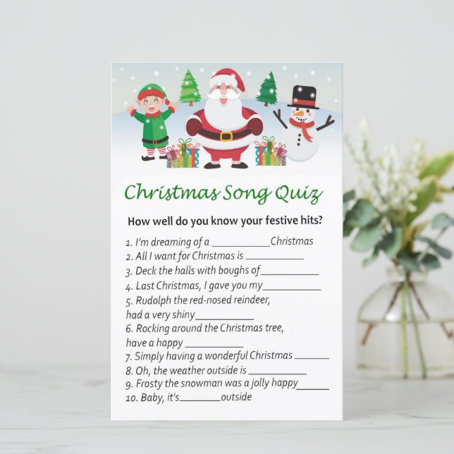 Happy santa claus christmas song quiz game (Standing Front)