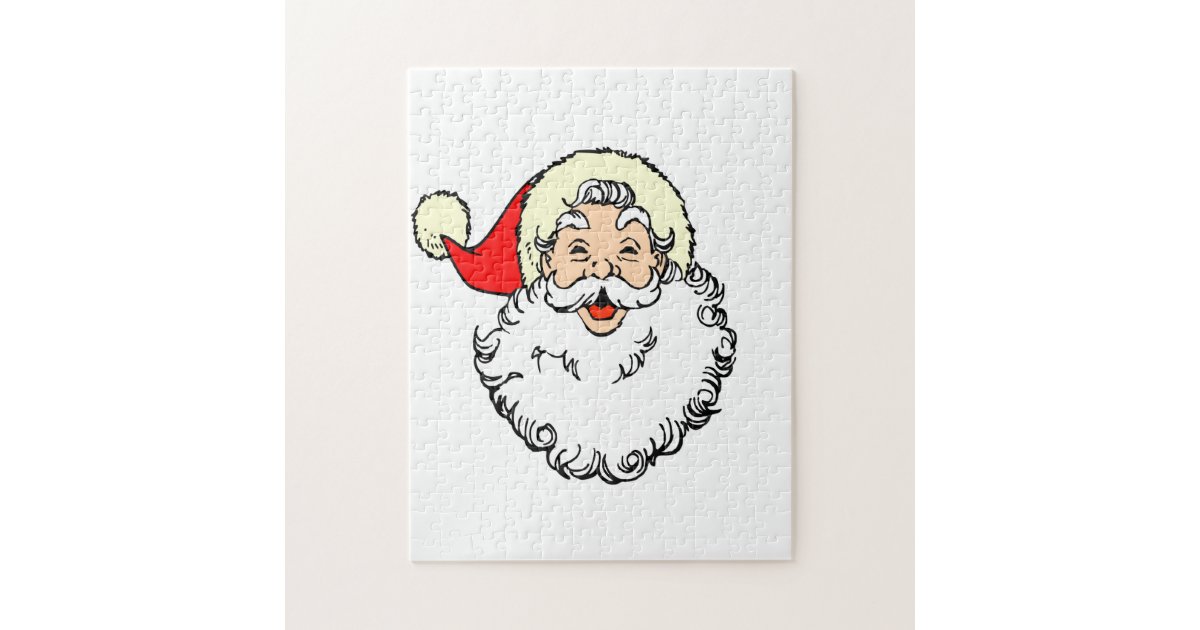 Happy Santa Claus Face Cartoon Jigsaw Puzzle | Zazzle