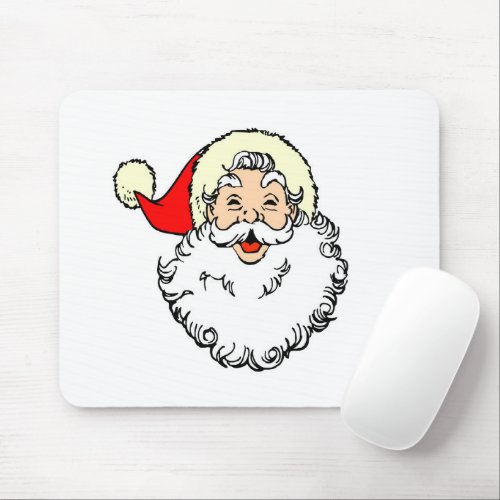 Happy Santa Claus Face Cartoon Mouse Pad
