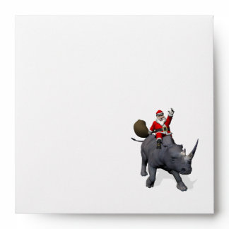 Happy Santa Claus On Rhino Rhinoceros Envelope