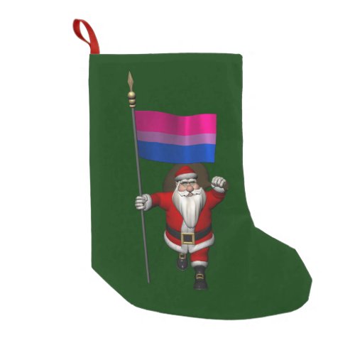 Happy Santa Claus With Bi Pride Flag Small Christmas Stocking