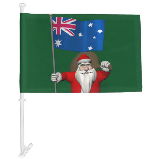Happy Santa Claus With Flag Of Australia