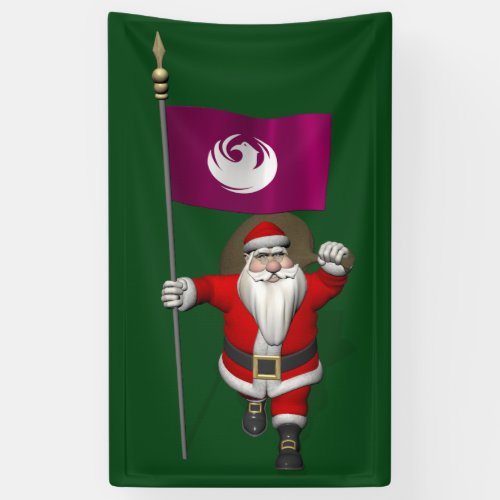 Happy Santa Claus With Flag Of Phoenix Arizona Banner