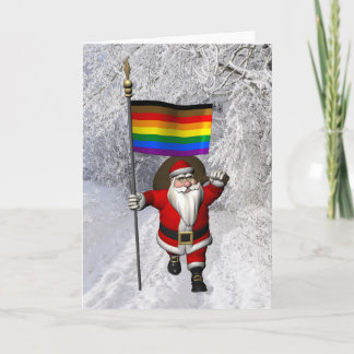 Happy Santa Claus With Philadelphia Pride Flag Holiday Card