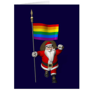Happy Santa Claus With Rainbow Flag Cards