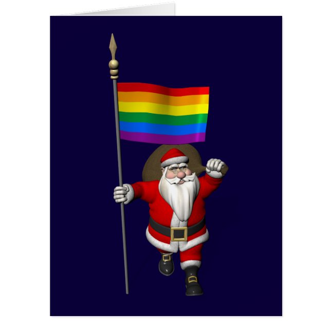 Happy Santa Claus With Rainbow Flag Cards (Front)