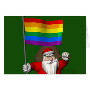 Happy Santa Claus With Rainbow Flag Cards