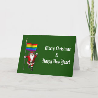 Happy Santa Claus With Rainbow Flag Holiday Card
