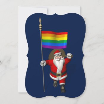 Happy Santa Claus With Rainbow Flag Holiday Card by santa_claus_usa at Zazzle