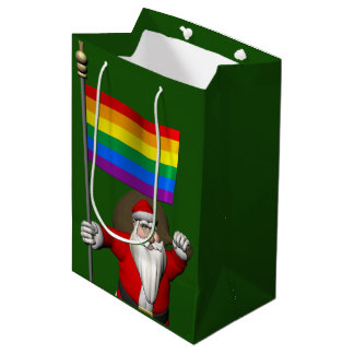 Happy Santa Claus With Rainbow Flag Medium Gift Bag