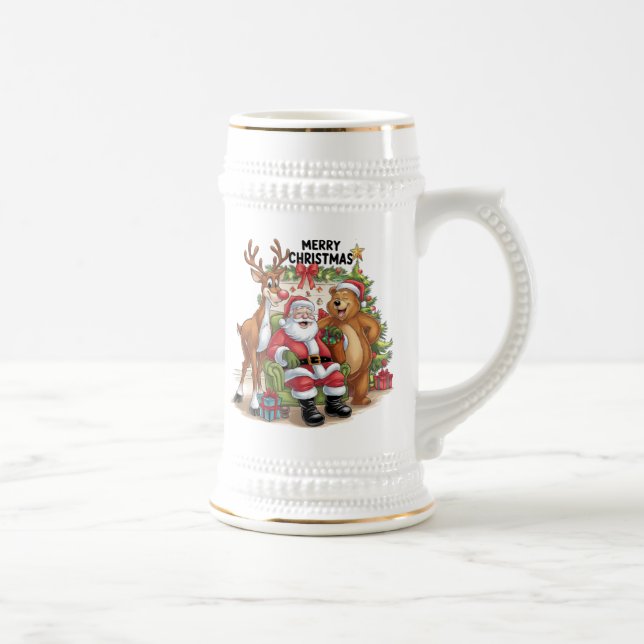 Happy Santa Family Beer Stein (Right)
