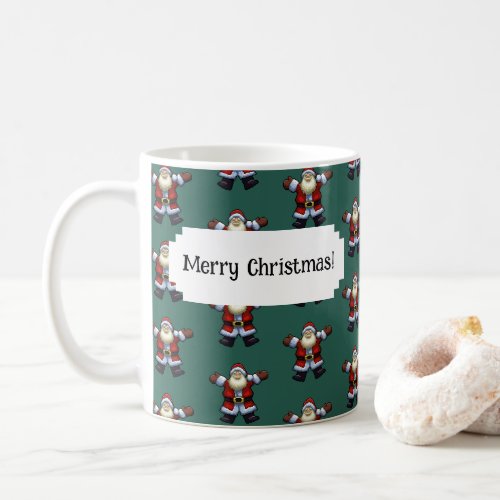 Happy Santa Father Christmas Pixel Art Pattern Coffee Mug