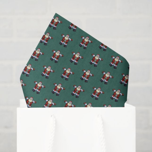Happy Santa Father Christmas Pixel Art Pattern Tissue Paper (Gift Bag)