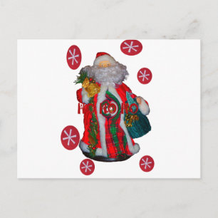 Happy Santa Hohoho Greetings graphic text art desi Holiday Postcard