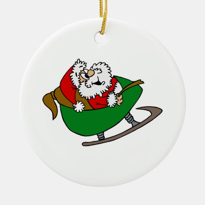 Happy Santa in Sleigh Christmas Ornaments