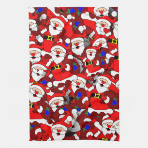 happy santa kitchen towel