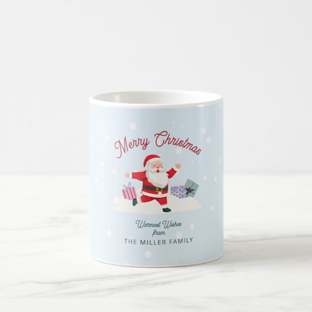 Happy Santa, light blue Christmas Coffee Mug (Center)