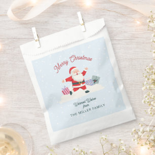 Happy Santa, light blue Christmas Favor Bag