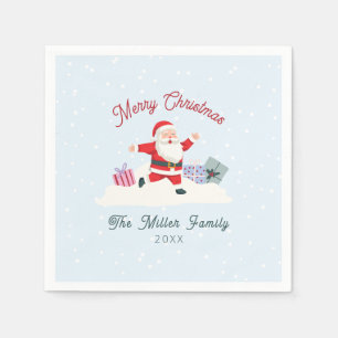 Happy Santa, light blue Christmas Napkins