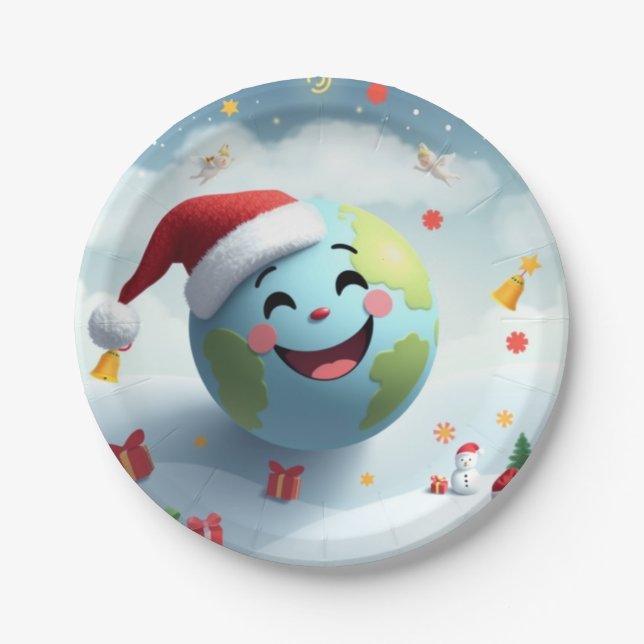 Happy Santa Planet paper plate (Front)