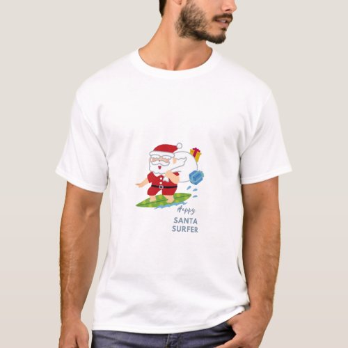 Happy santa surfer T_Shirt