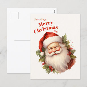 Happy Santa Vintage Christmas Postcard