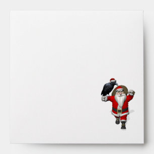 Happy Santa With Big Black Raven Envelope