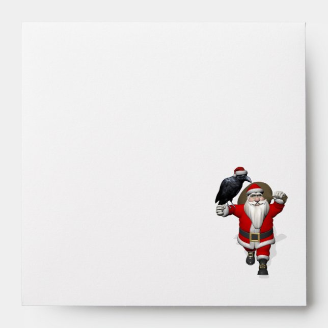 Happy Santa With Big Black Raven Envelope (Front)
