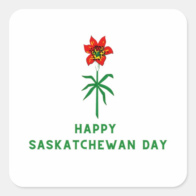 HAPPY SASKATCHEWAN DAY SQUARE STICKER (Front)