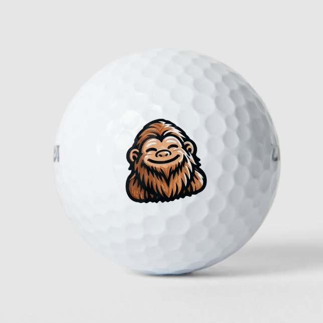 Happy Sasquatch - Smiling Bigfoot Golf Balls (Front)