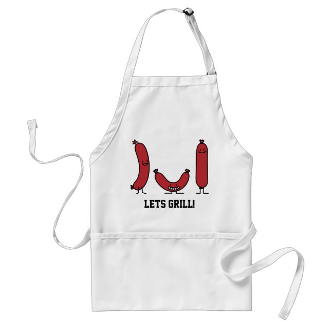 Happy Sausage family apron. Adult Apron (Front)