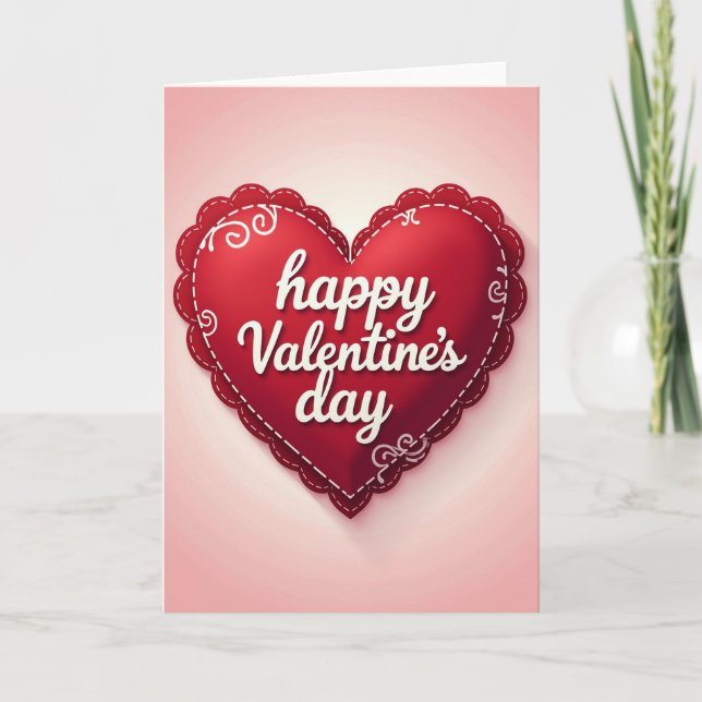 Happy Scalloped Valentines Day Card (Front)