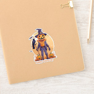 Happy Scarecrow Jack-o'-Lantern Sticker