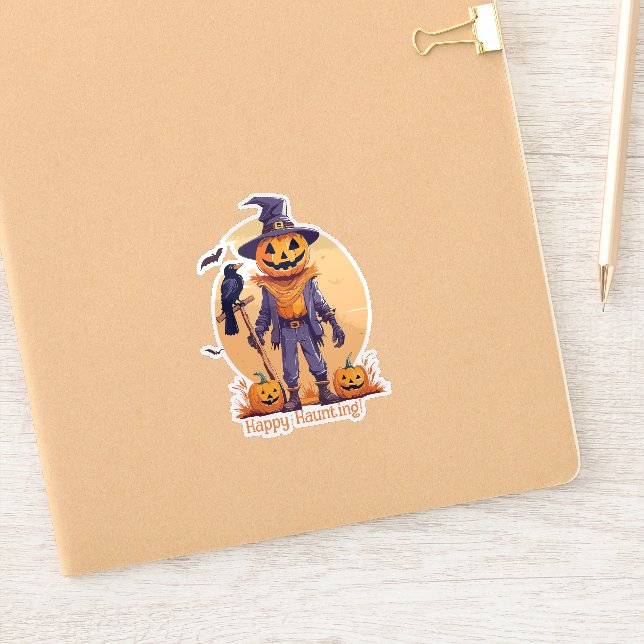 Happy Scarecrow Jack-o'-Lantern Sticker (Notebook)