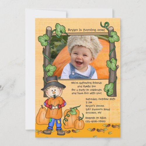 Happy Scarecrow Photo Invitation