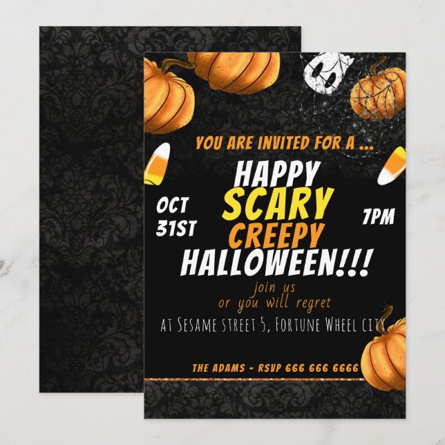 Happy Scary Creepy Halloween Invitation (Front/Back)