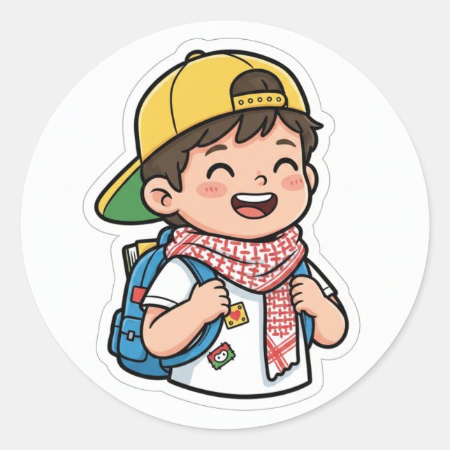 Happy School Boy Sticker (Front)