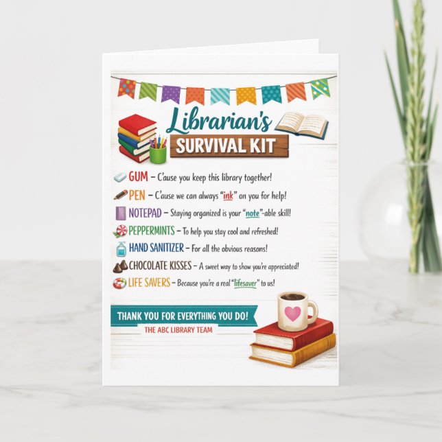 Happy School Librarian Day | Thank You Librarian  Card (Front)