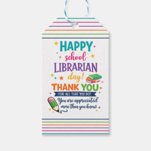 Happy School Librarian Day   Thank You Librarian  Gift Tags