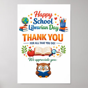 Happy School Librarian Day   Thank You Librarian  Poster