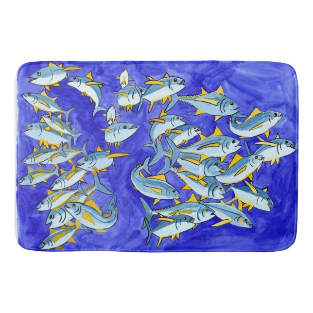 Happy School of Yellowfin Tuna Bathroom Mat (Front)