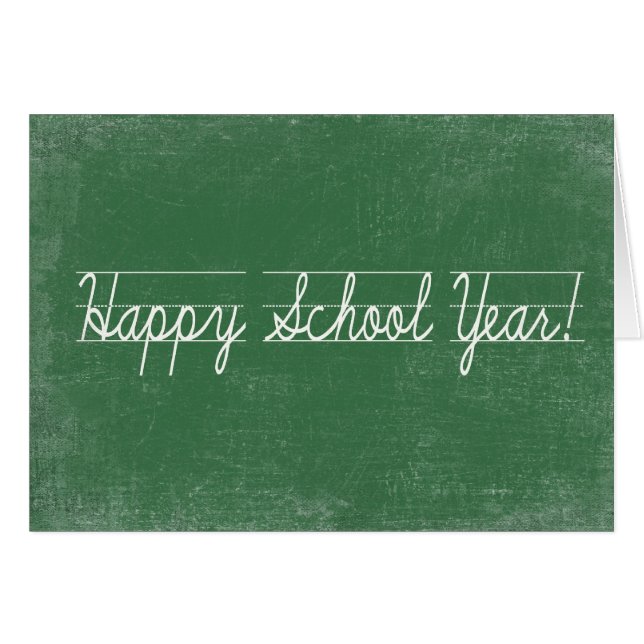 Happy School Year on green chalkboard Cards (Front Horizontal)