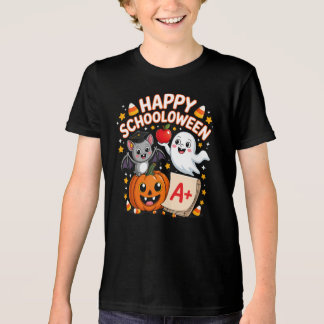 Happy Schooloween Cute Ghost Pumpkin A+ Tri-Blend Shirt