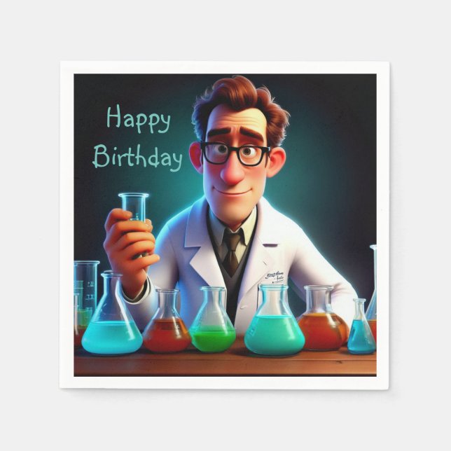 Happy Scientist Birthday Napkins (Front)
