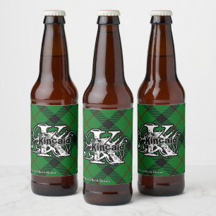 Happy Scotsman Clan Kincaid Tartan Monogram Beer Bottle Label