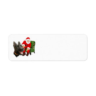Happy Scottish Terrier & Snowman Label