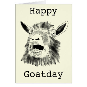 Happy Screaming Goat Day Funny Quirky Drawing Cards