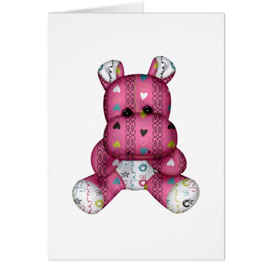 happy scribble hearts hippo cards (Front)